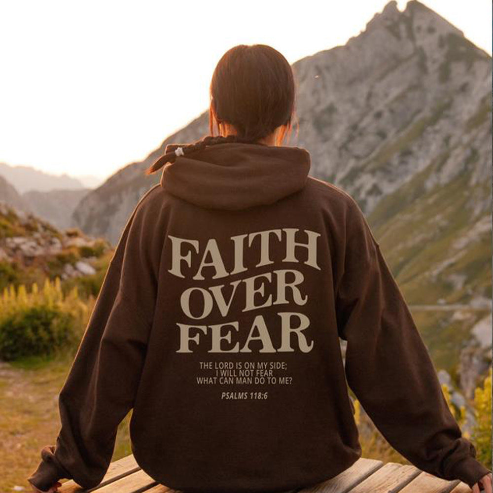 New Hoodie Faith Fear Men'S and Women'S Printed Sweatshirt