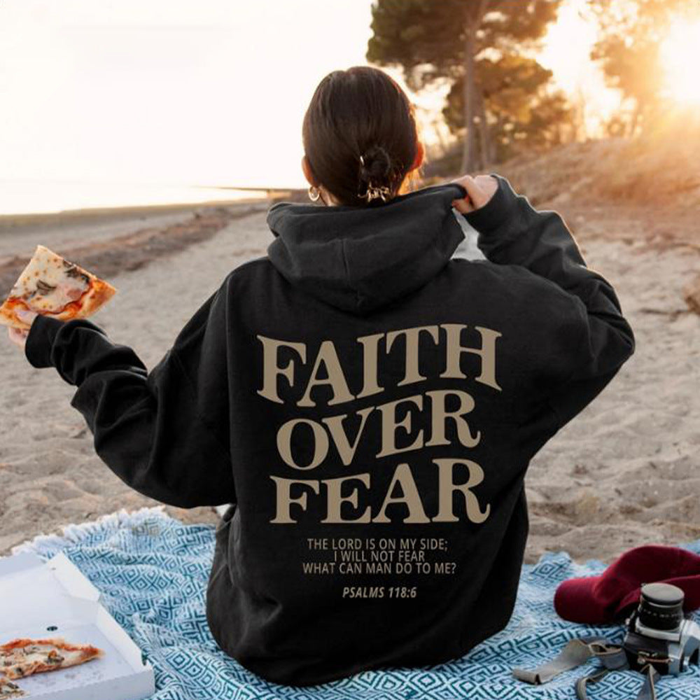 New Hoodie Faith Fear Men'S and Women'S Printed Sweatshirt